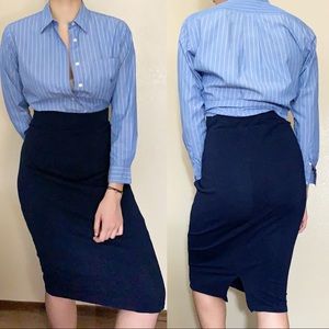 Pencil It In Navy Blue Bodycon Pencil Skirt